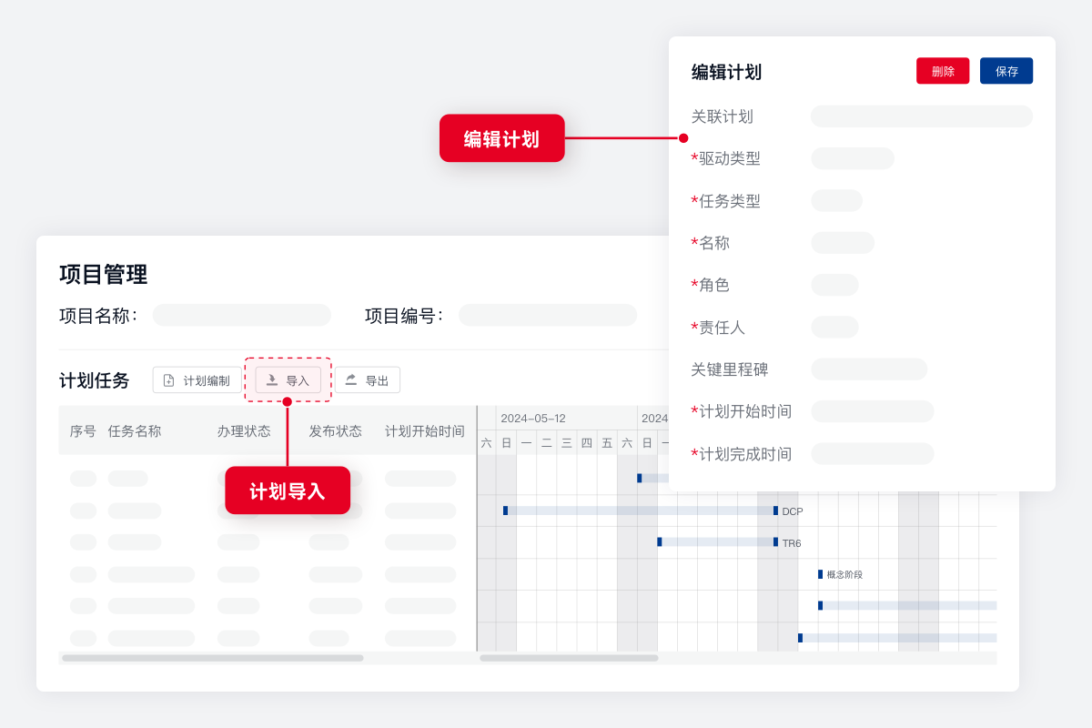 项目计划功能示意图